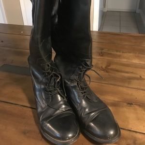 Over-the-Knee Lace-Up Riding Boots - Black